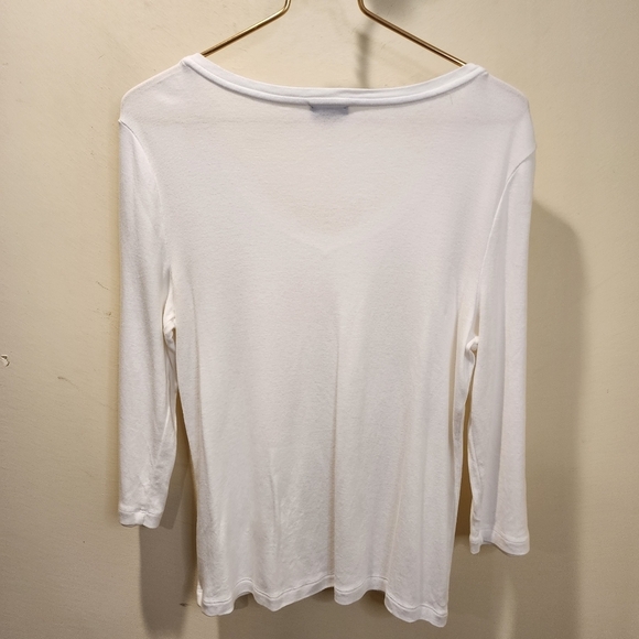 TALBOTS White quater Sleeves cotton pullover top size L - Picture 7 of 10